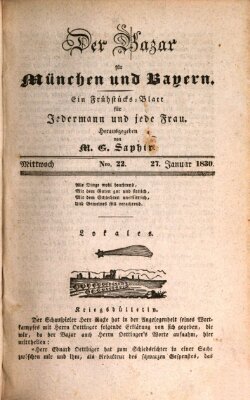 Der Bazar für München und Bayern Mittwoch 27. Januar 1830