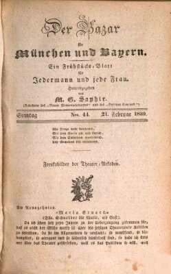 Der Bazar für München und Bayern Sonntag 21. Februar 1830