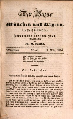 Der Bazar für München und Bayern Donnerstag 11. März 1830