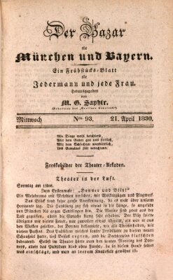 Der Bazar für München und Bayern Mittwoch 21. April 1830