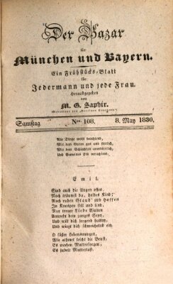Der Bazar für München und Bayern Samstag 8. Mai 1830