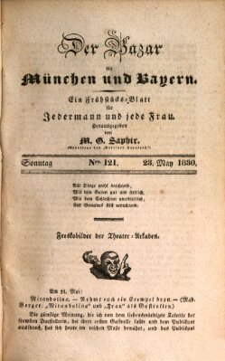 Der Bazar für München und Bayern Sonntag 23. Mai 1830