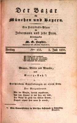 Der Bazar für München und Bayern Freitag 2. Juli 1830