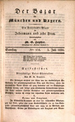 Der Bazar für München und Bayern Samstag 3. Juli 1830