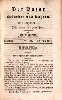 Der Bazar für München und Bayern Dienstag 20. Juli 1830