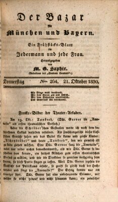 Der Bazar für München und Bayern Donnerstag 21. Oktober 1830