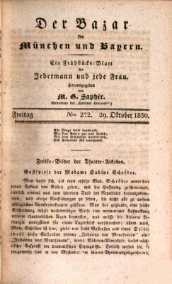 Der Bazar für München und Bayern Freitag 29. Oktober 1830