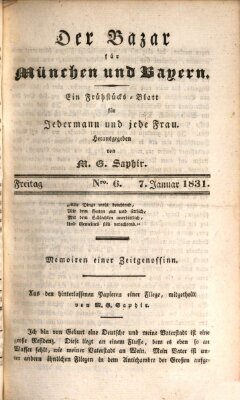 Der Bazar für München und Bayern Freitag 7. Januar 1831