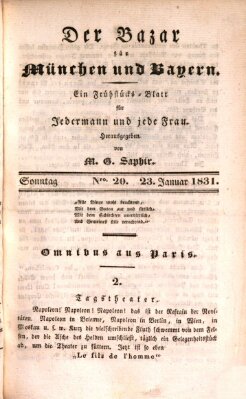 Der Bazar für München und Bayern Sonntag 23. Januar 1831