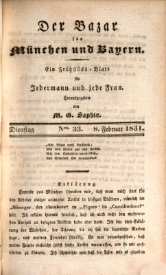 Der Bazar für München und Bayern Dienstag 8. Februar 1831