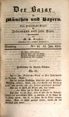 Der Bazar für München und Bayern Sonntag 13. Januar 1833