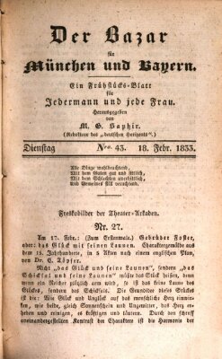 Der Bazar für München und Bayern Montag 18. Februar 1833