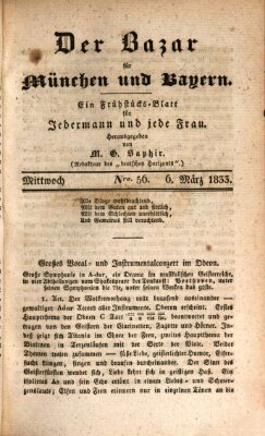 Der Bazar für München und Bayern Mittwoch 6. März 1833