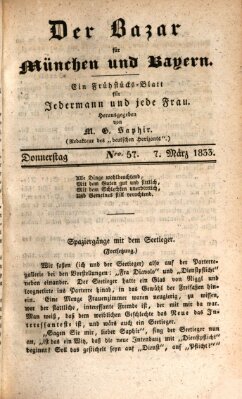 Der Bazar für München und Bayern Donnerstag 7. März 1833