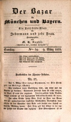 Der Bazar für München und Bayern Samstag 9. März 1833
