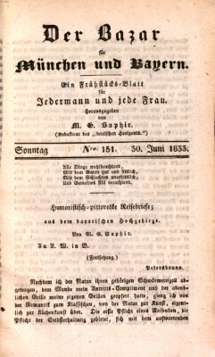 Der Bazar für München und Bayern Sonntag 30. Juni 1833