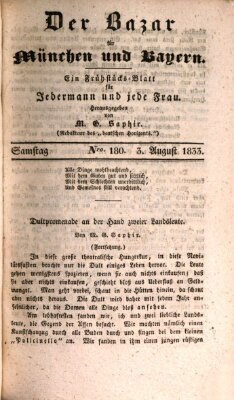 Der Bazar für München und Bayern Samstag 3. August 1833