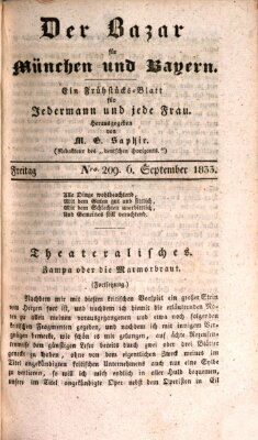 Der Bazar für München und Bayern Freitag 6. September 1833