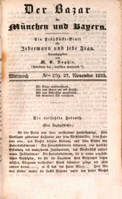 Der Bazar für München und Bayern Mittwoch 27. November 1833