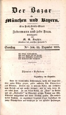 Der Bazar für München und Bayern Samstag 28. Dezember 1833