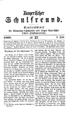 Bayerischer Schulfreund Mittwoch 2. Juli 1862