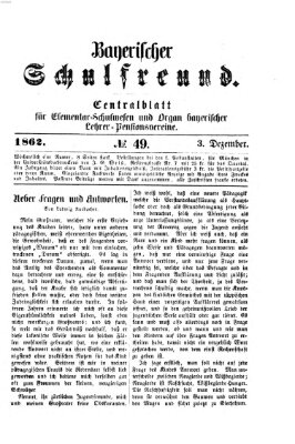 Bayerischer Schulfreund Mittwoch 3. Dezember 1862