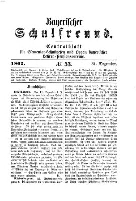 Bayerischer Schulfreund Mittwoch 31. Dezember 1862