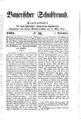 Bayerischer Schulfreund Mittwoch 1. November 1865