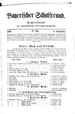 Bayerischer Schulfreund Donnerstag 9. September 1869