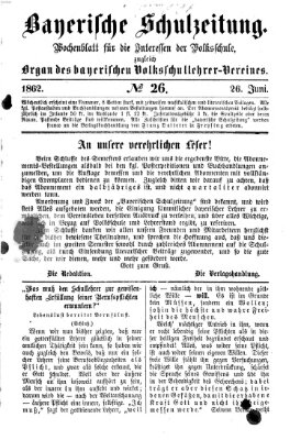 Bayerische Schulzeitung Donnerstag 26. Juni 1862