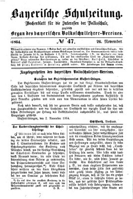 Bayerische Schulzeitung Samstag 26. November 1864