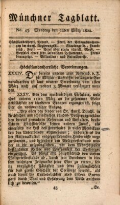 Münchener Tagblatt Montag 22. März 1802