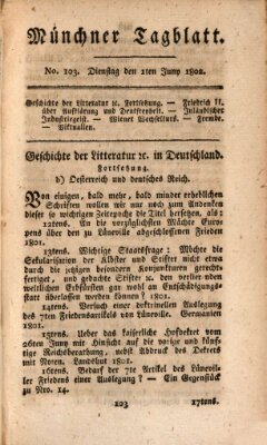 Münchener Tagblatt Dienstag 1. Juni 1802