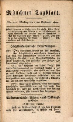 Münchener Tagblatt Montag 27. September 1802