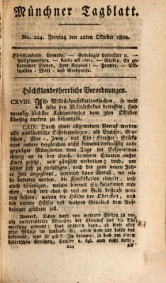 Münchener Tagblatt Freitag 22. Oktober 1802