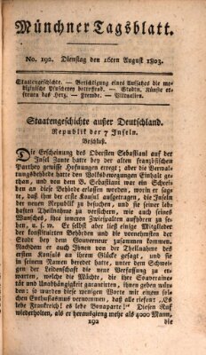 Münchener Tagblatt Dienstag 16. August 1803