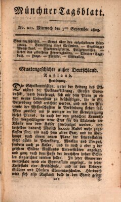 Münchener Tagblatt Mittwoch 7. September 1803