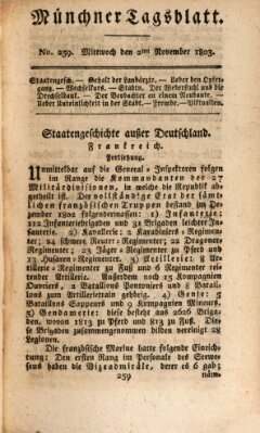 Münchener Tagblatt Mittwoch 2. November 1803
