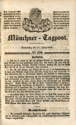 Münchener Tagpost (Münchener Morgenblatt) Donnerstag 21. Juni 1838