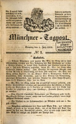Münchener Tagpost (Münchener Morgenblatt) Sonntag 1. Juli 1838