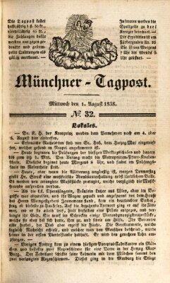 Münchener Tagpost (Münchener Morgenblatt) Mittwoch 1. August 1838