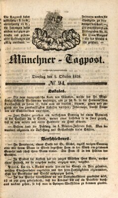 Münchener Tagpost (Münchener Morgenblatt) Dienstag 2. Oktober 1838