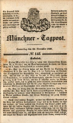 Münchener Tagpost (Münchener Morgenblatt) Donnerstag 22. November 1838