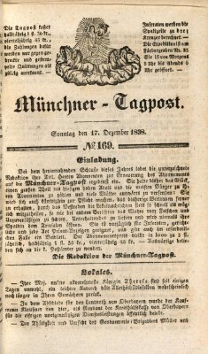 Münchener Tagpost (Münchener Morgenblatt) Sonntag 16. Dezember 1838