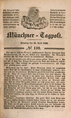 Münchener Tagpost (Münchener Morgenblatt) Sonntag 21. April 1839