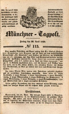 Münchener Tagpost (Münchener Morgenblatt) Freitag 26. April 1839