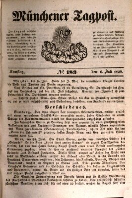 Münchener Tagpost (Münchener Morgenblatt) Samstag 6. Juli 1839