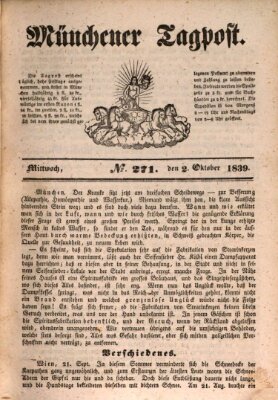 Münchener Tagpost (Münchener Morgenblatt) Mittwoch 2. Oktober 1839