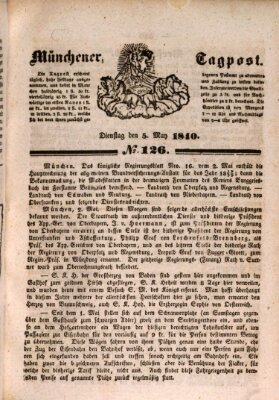 Münchener Tagpost (Münchener Morgenblatt) Dienstag 5. Mai 1840