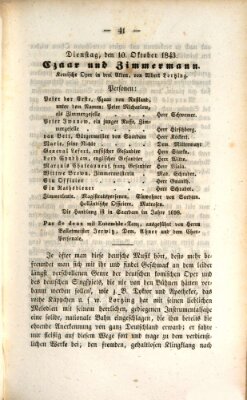 Regensburger Theater-Revue Dienstag 10. Oktober 1843